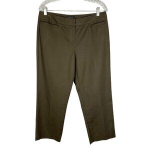 Lafayette 148 NY Womens Cropped Dress Pants Olive Brown Cotton Stretch size 8